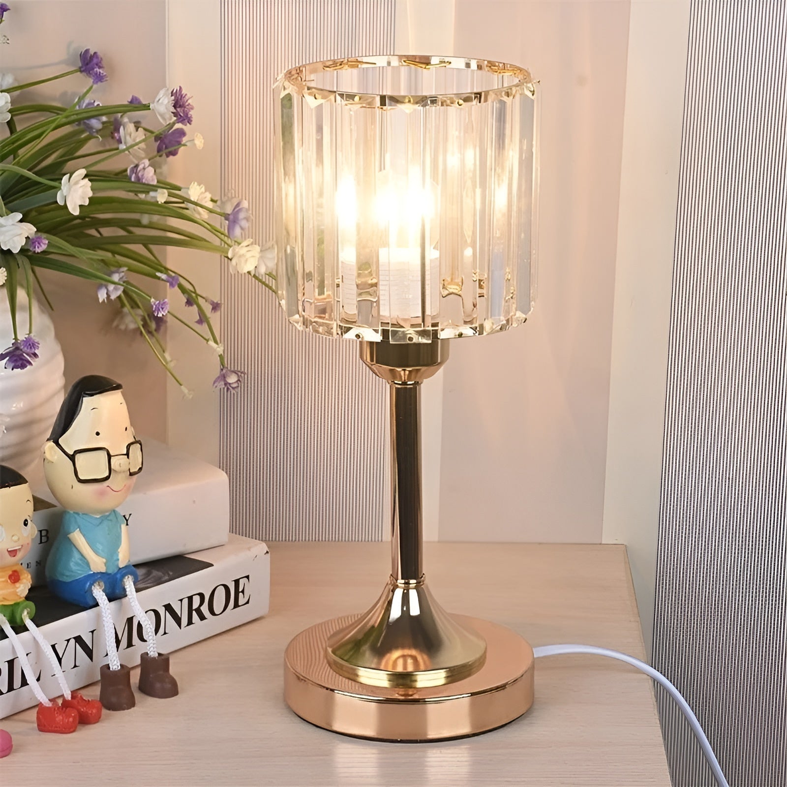GlowGem Lampe Cristal Nordic LED USB Scintillante | Noir Rond ou Autres Formes