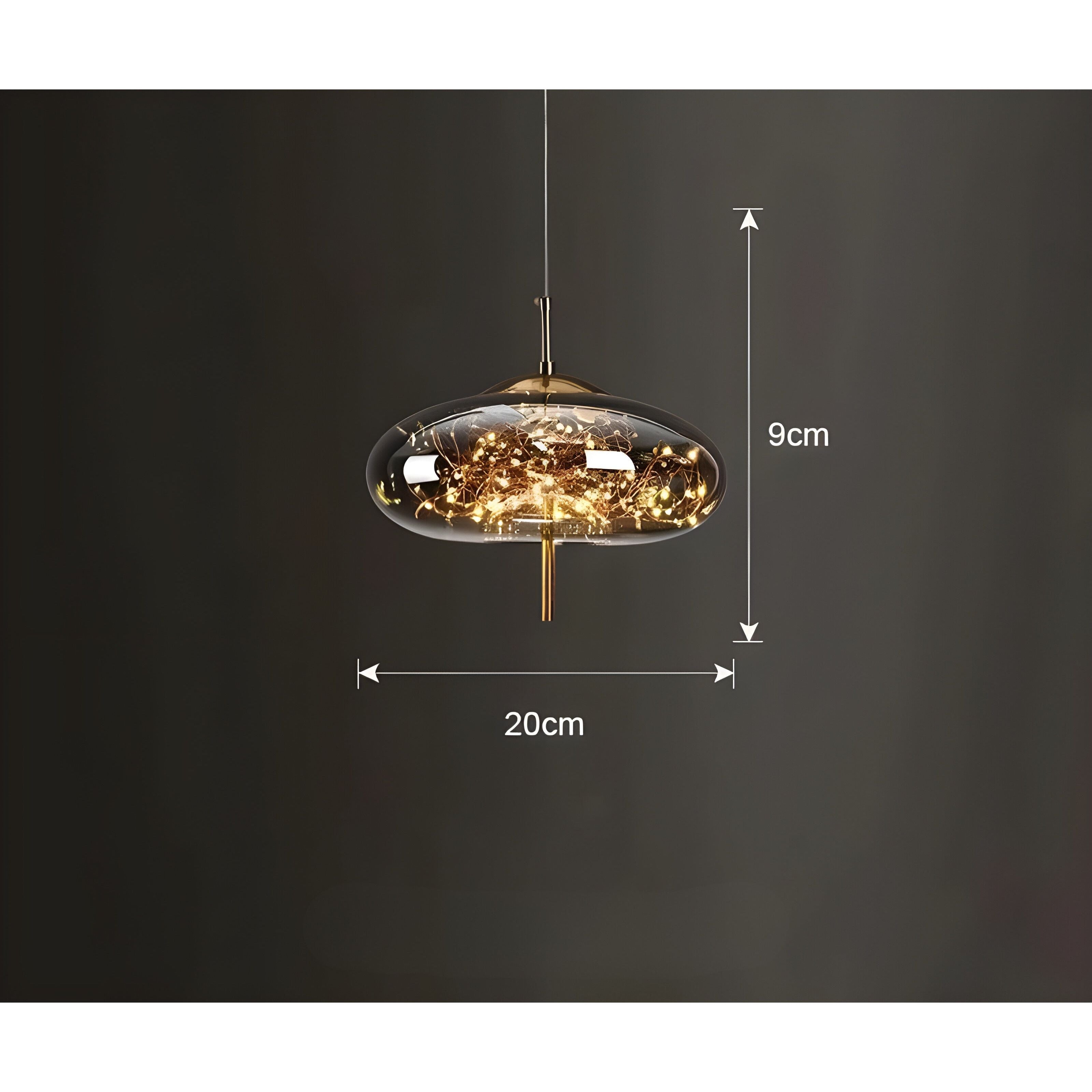 CrystalBeam Suspension LED Effet Étoile Scintillante | Verre Fumé Gris Froid