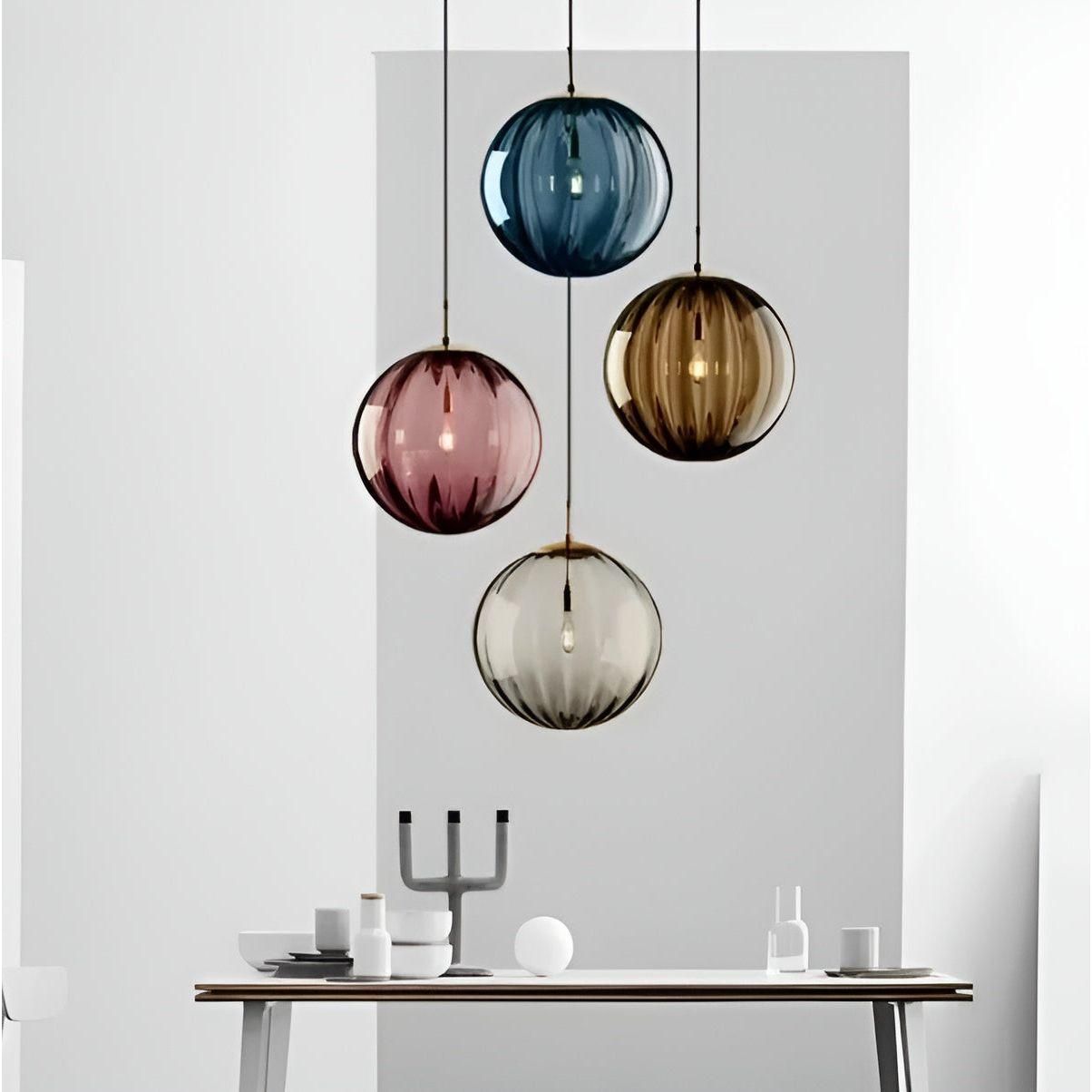 Suspension Globe Verre Fumé Nordic Élégant | 15cm Gris Salon Chic