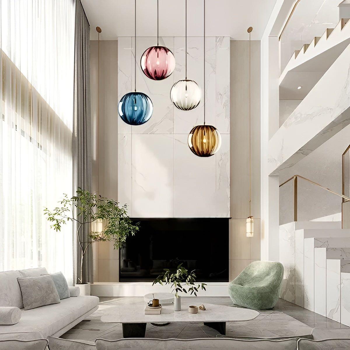 Suspension Globe Verre Fumé Nordic Élégant | 15cm Gris Salon Chic