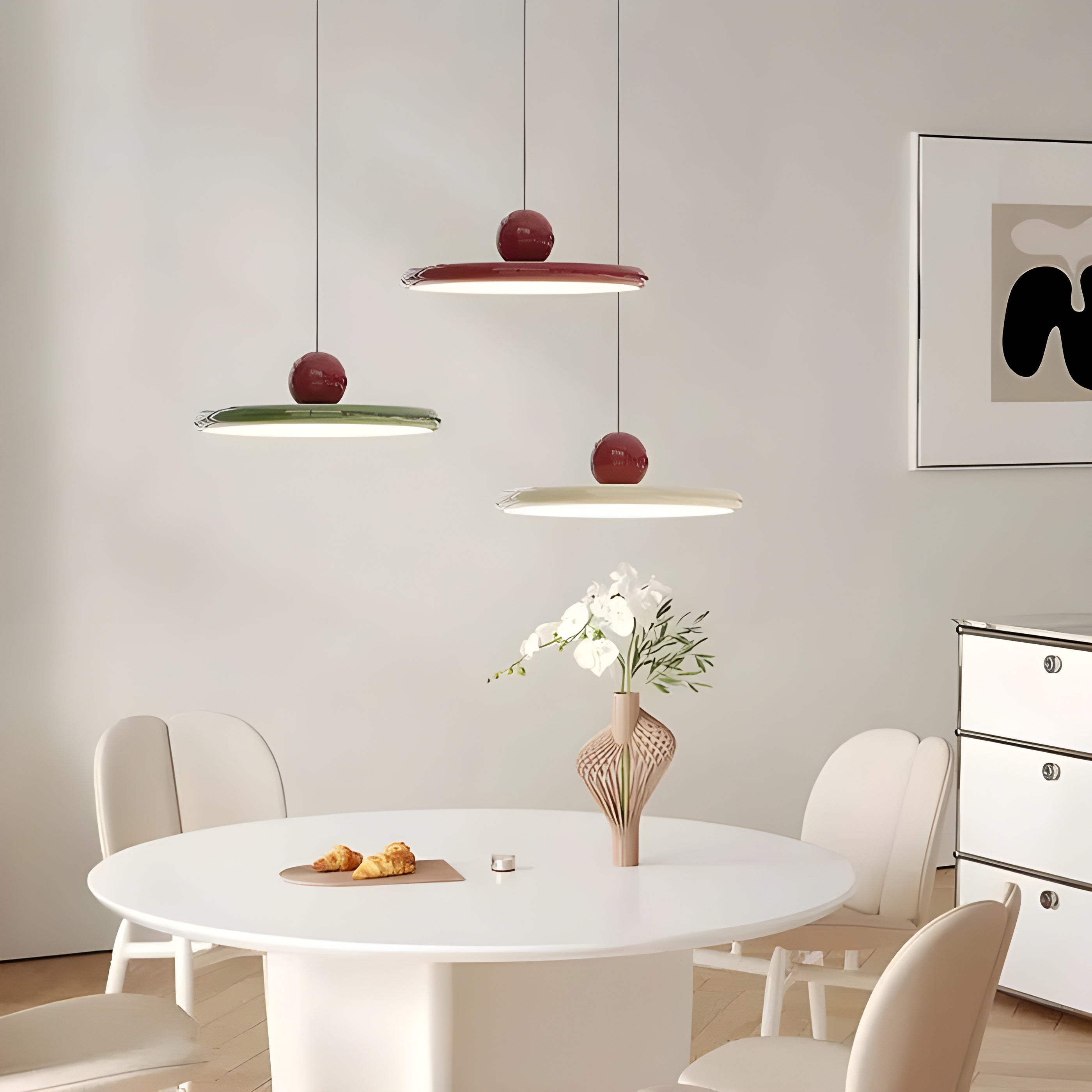 HavenHalo Suspension LED Verre Nordic Rouge | 30cm Ambiance Cosy