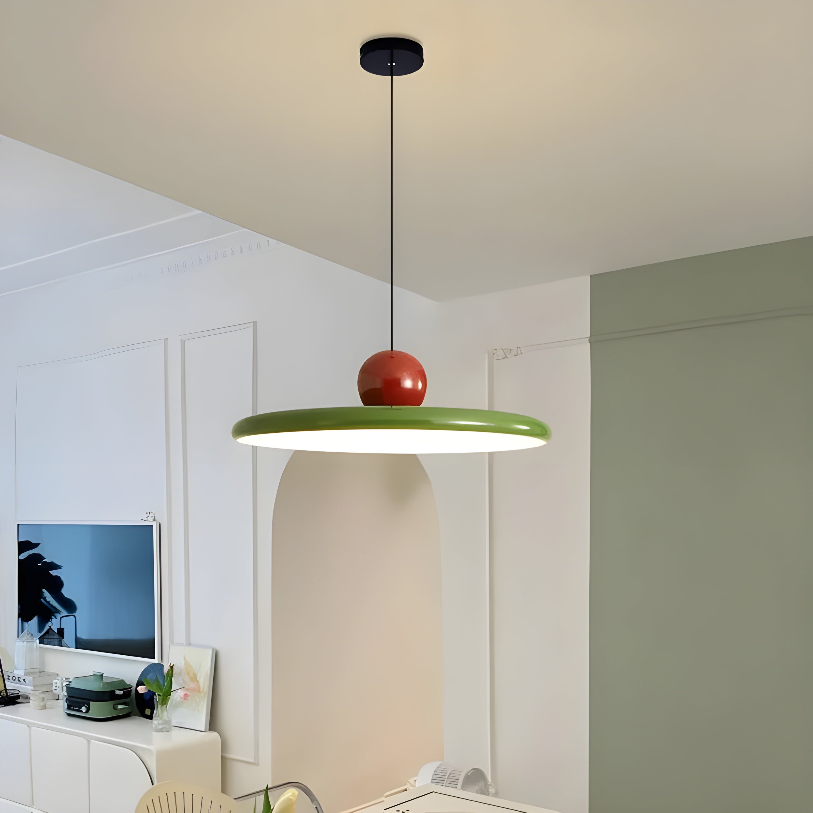 HavenHalo Suspension LED Verre Nordic Rouge | 30cm Ambiance Cosy