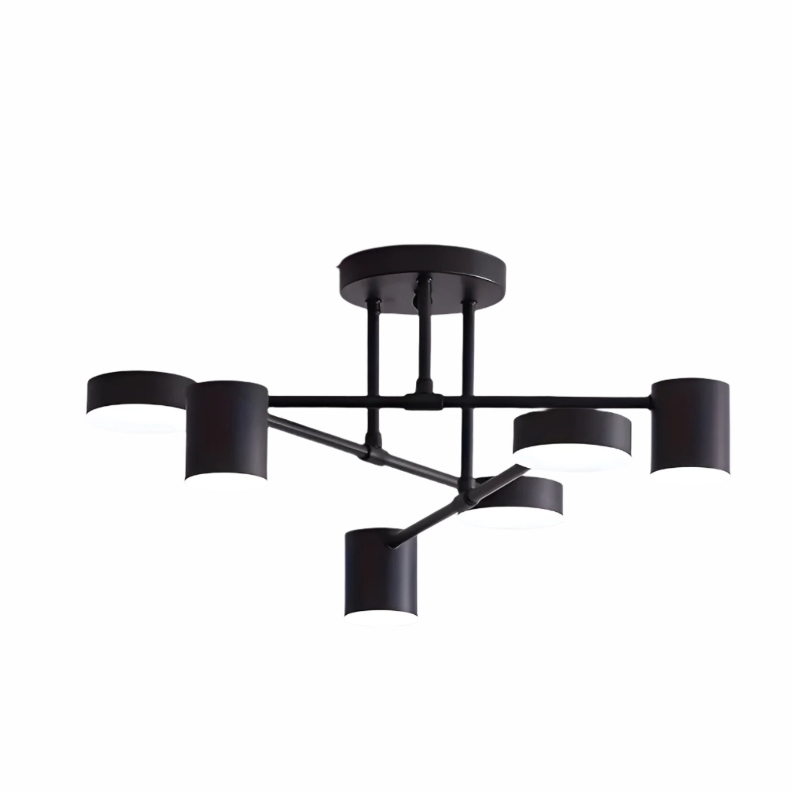 Plafonnier LED 6 Bras Moderne Lumineux | Grandes Salles Noir Lumière Chaude
