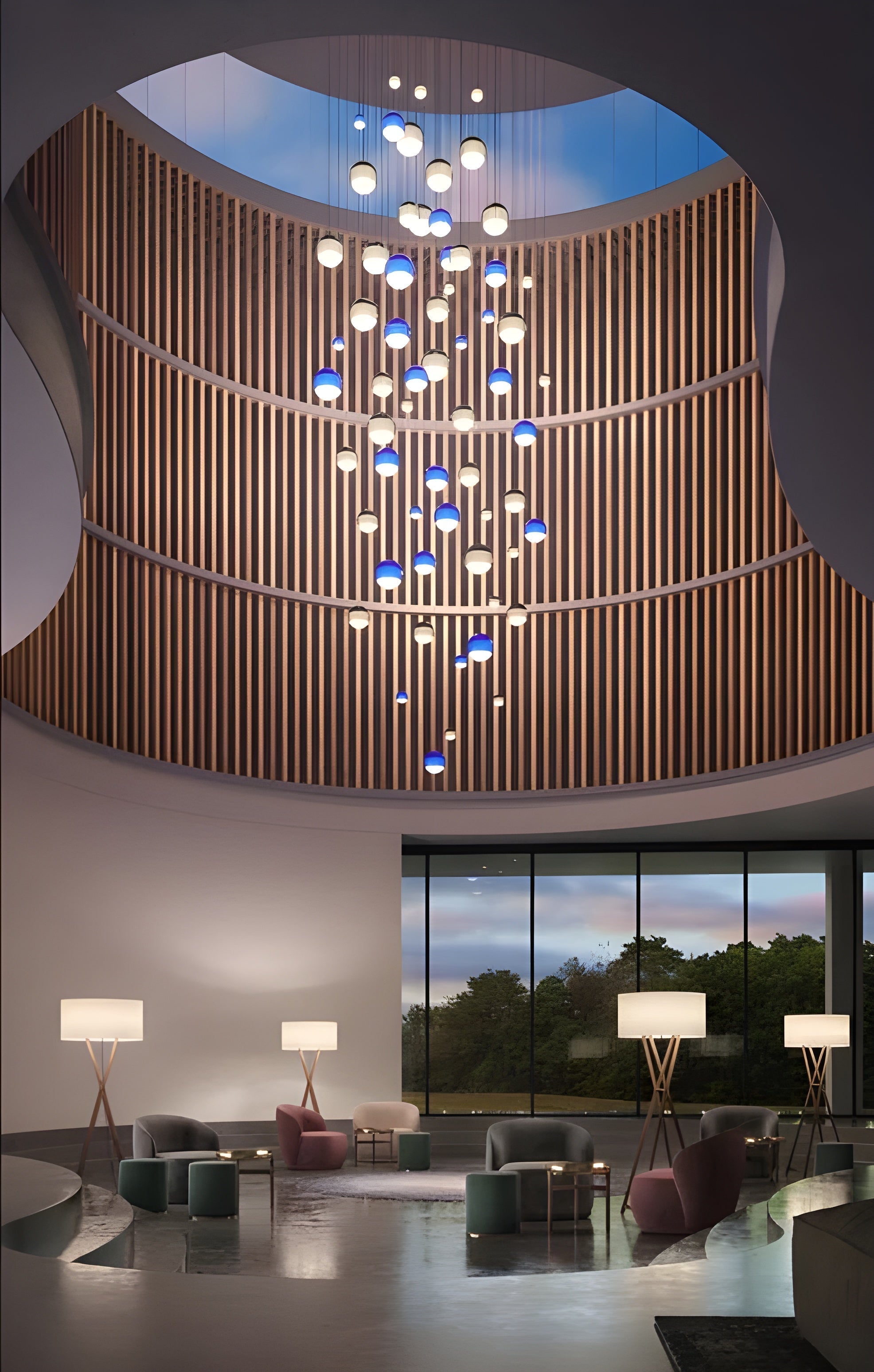 LumiOrb Suspension Ballon Créative LED Ambiance | Bleu D15 ou D20cm Féerique