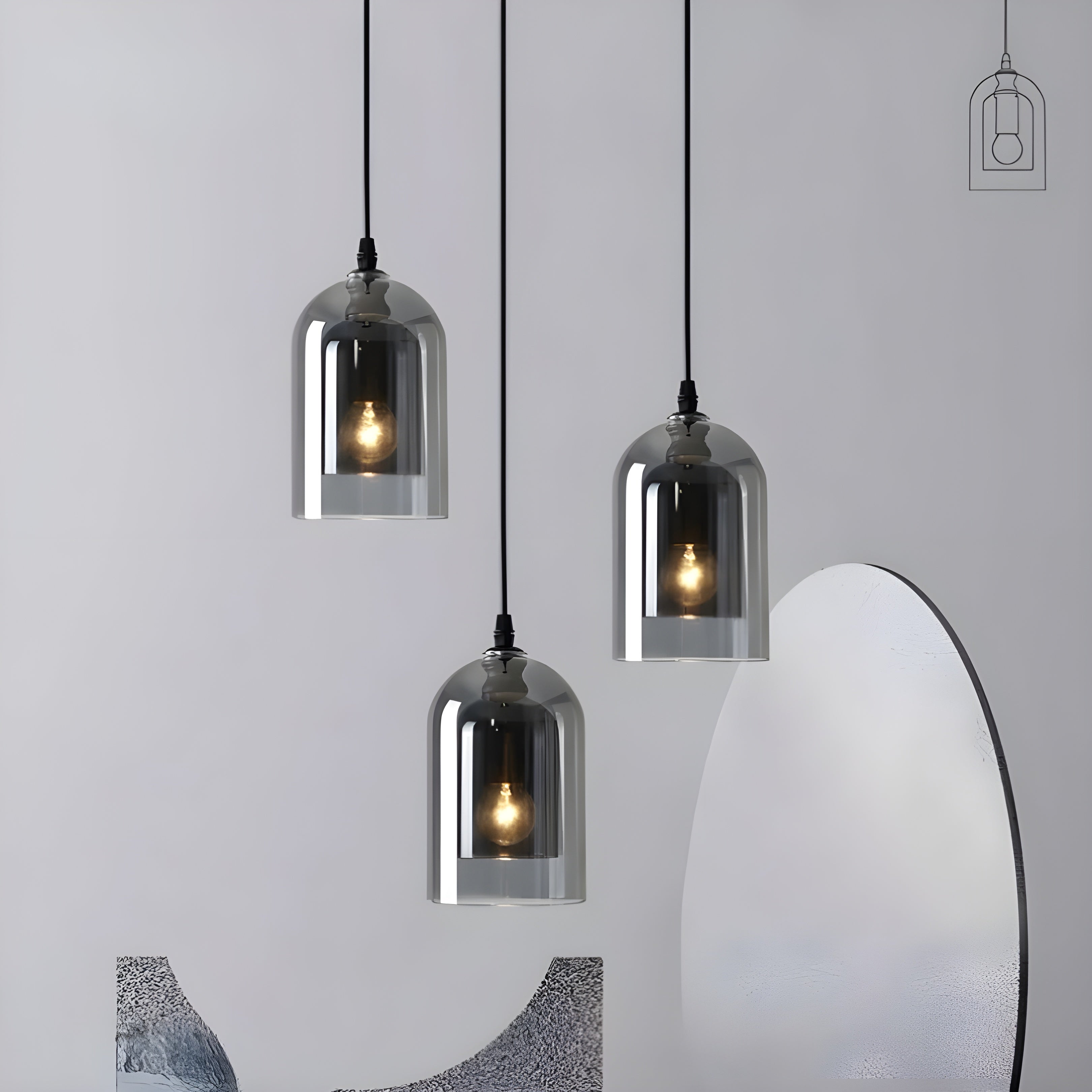 SkyGleam Suspension Double Verre Fumé ou Brun | Ambiance Stratifiée Moderne