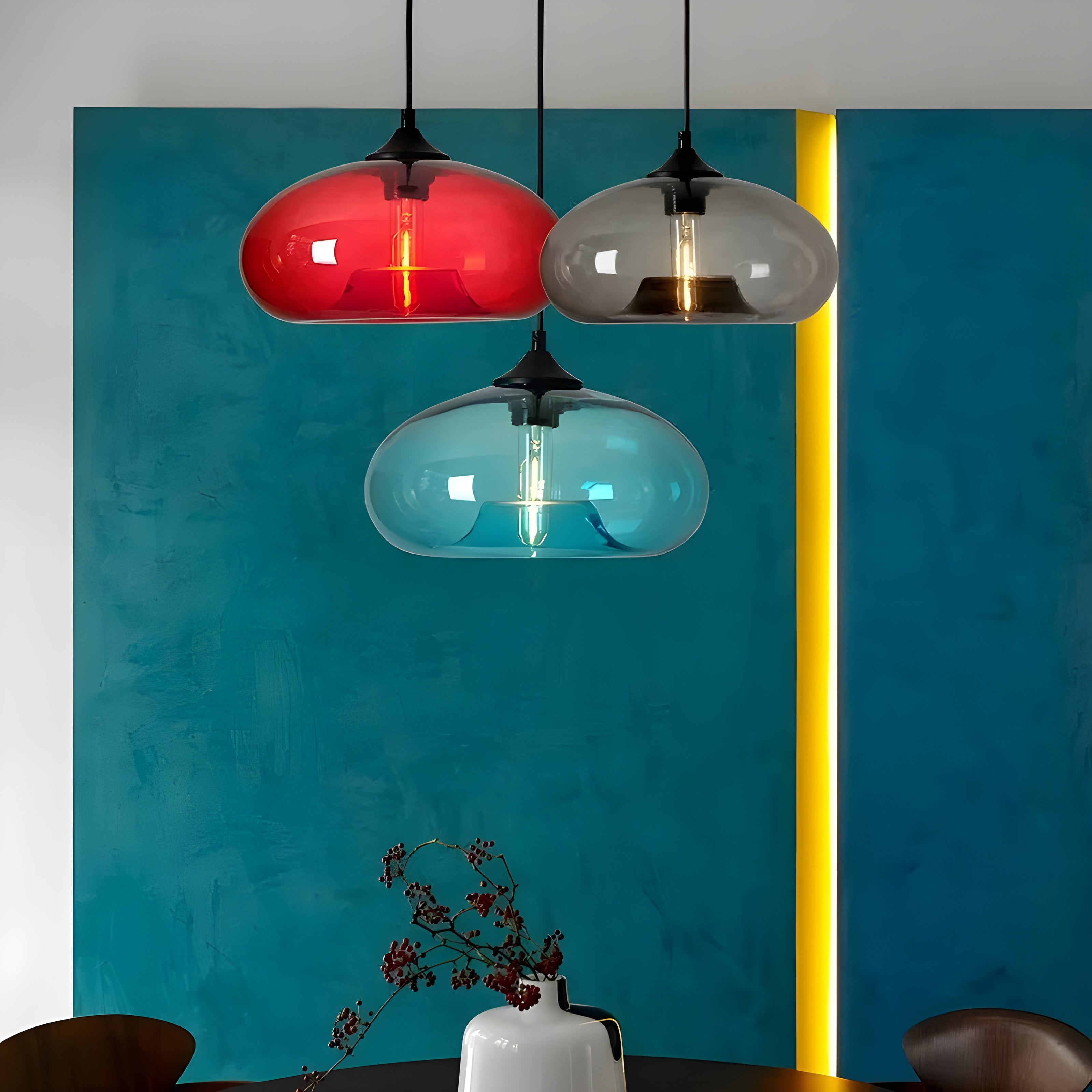 Suspension Verre Coloré Nordic Ambiance Salon | Rouge Lumière Chaleureuse