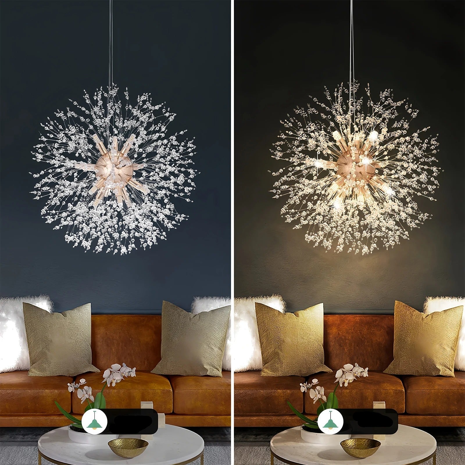 Lustre Cristal Pissenlit LED | Éclairage Spectaculaire Salon et Salle à Manger