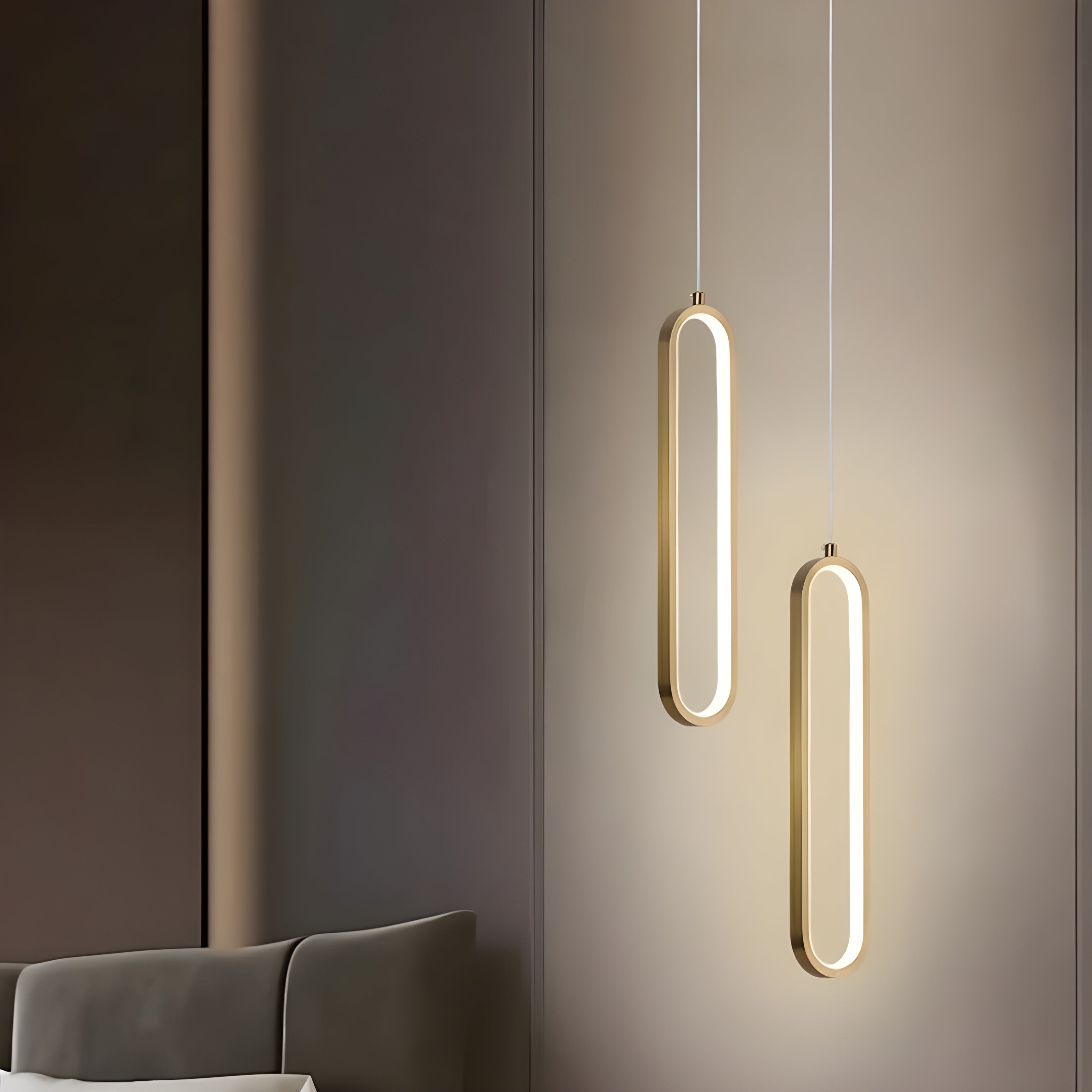 GildedGlow Suspension LED Dorée Ambiance | Noir Simple ou Autre Lumière Chaude