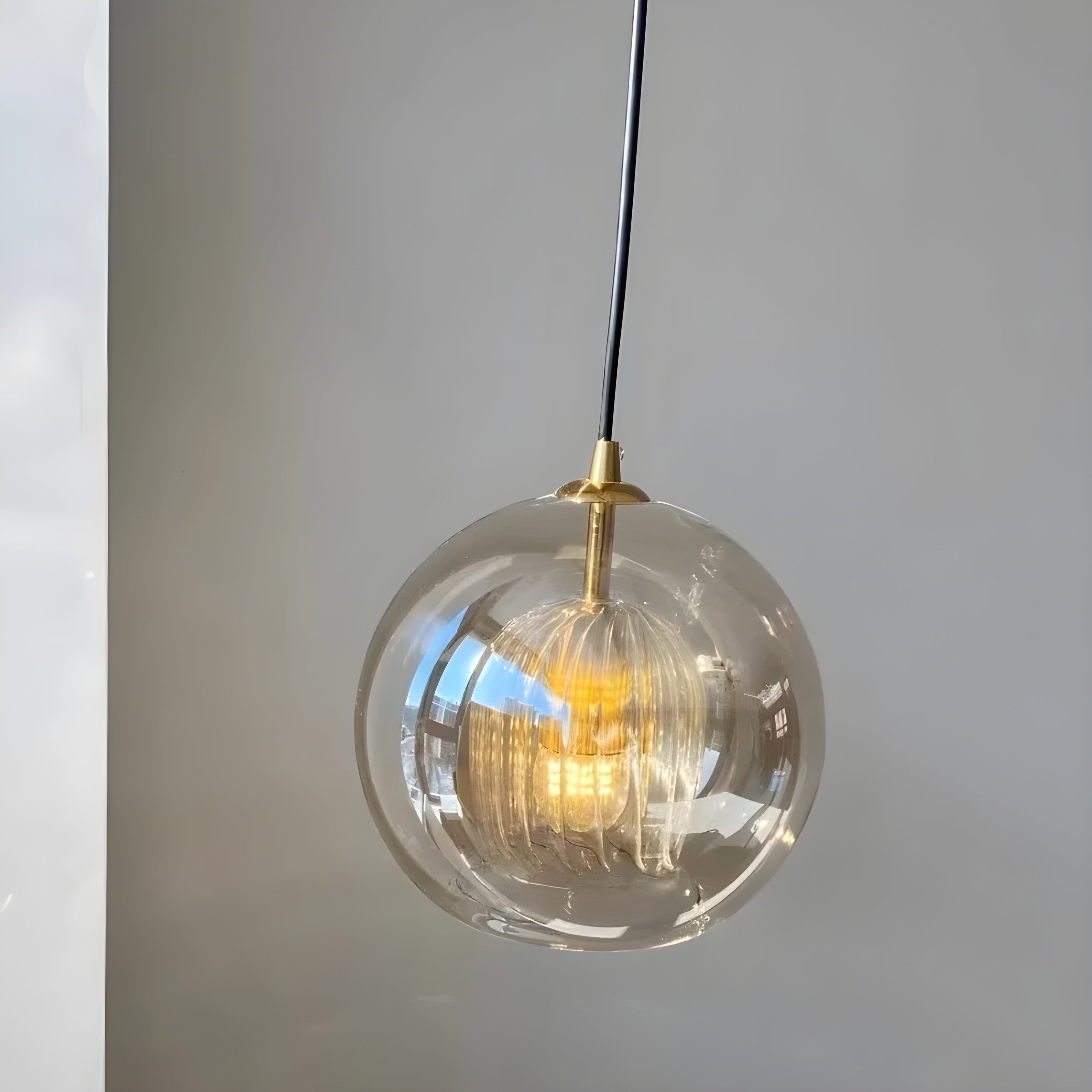 FrostedGlow Suspension Verre Dépoli Moderne | Douce Lumière Diffuse 15cm Transparent
