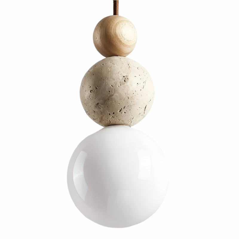 Suspension Travertin Pierre Naturelle Luxe | Crème Bois pour Salon Premium
