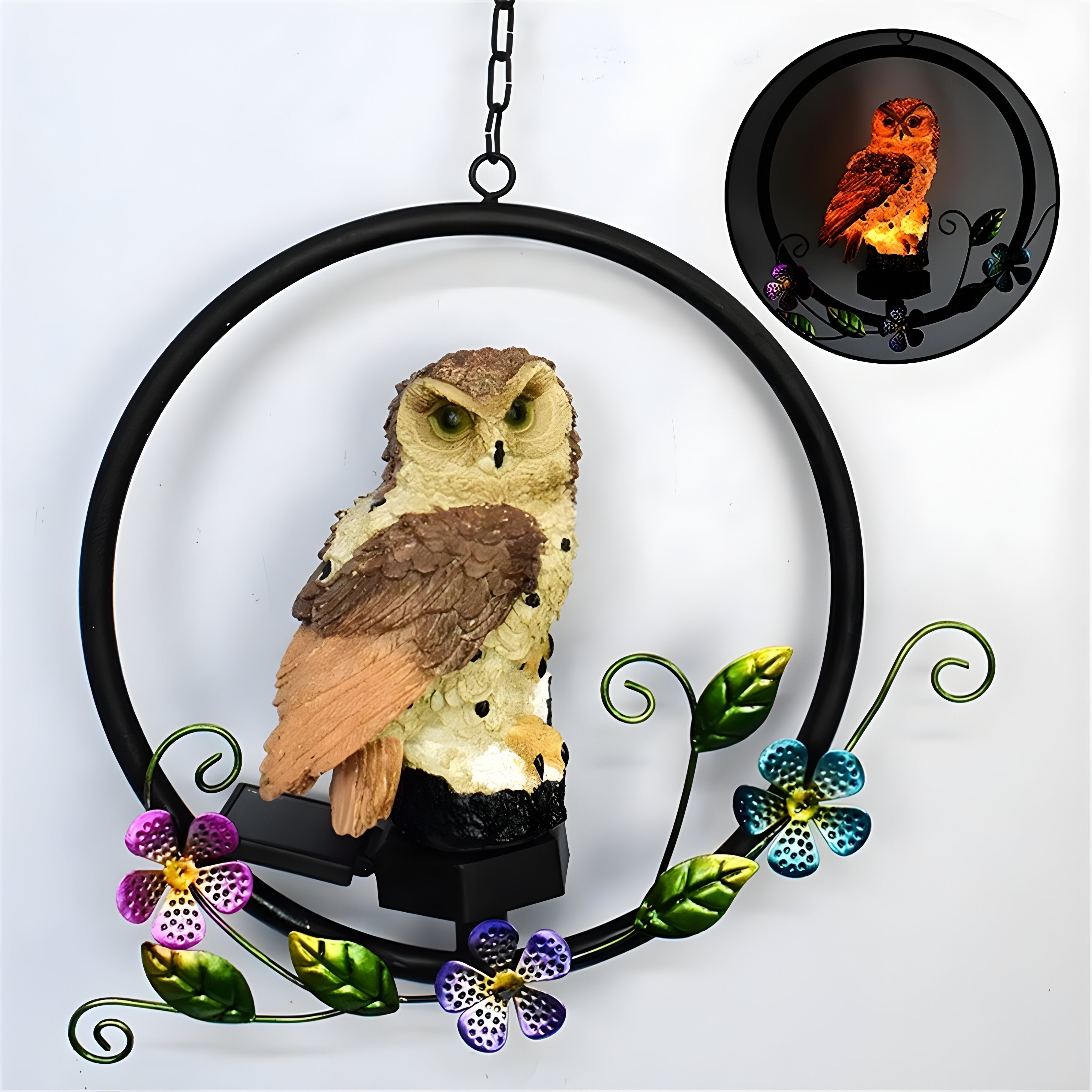 LumiOwl Lampe Solaire Suspendue Hibou | Décoration Jardin Magique Style A ou B