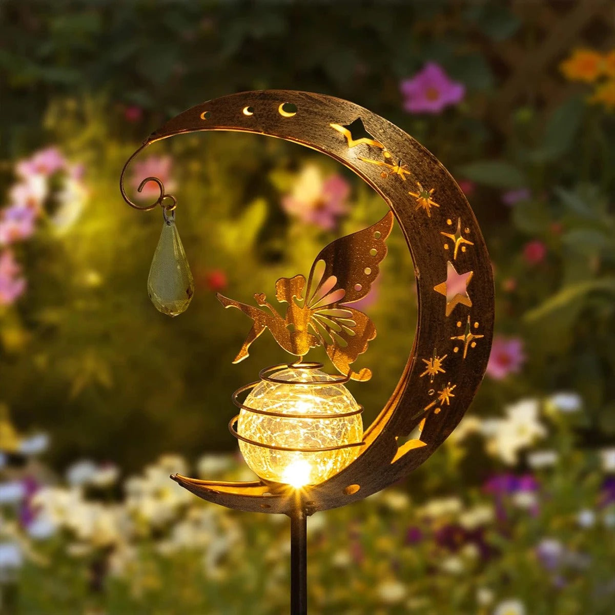 StellaGuardian Lampe Solaire Fée Lune | Décoration Magique Étanche pour Jardin
