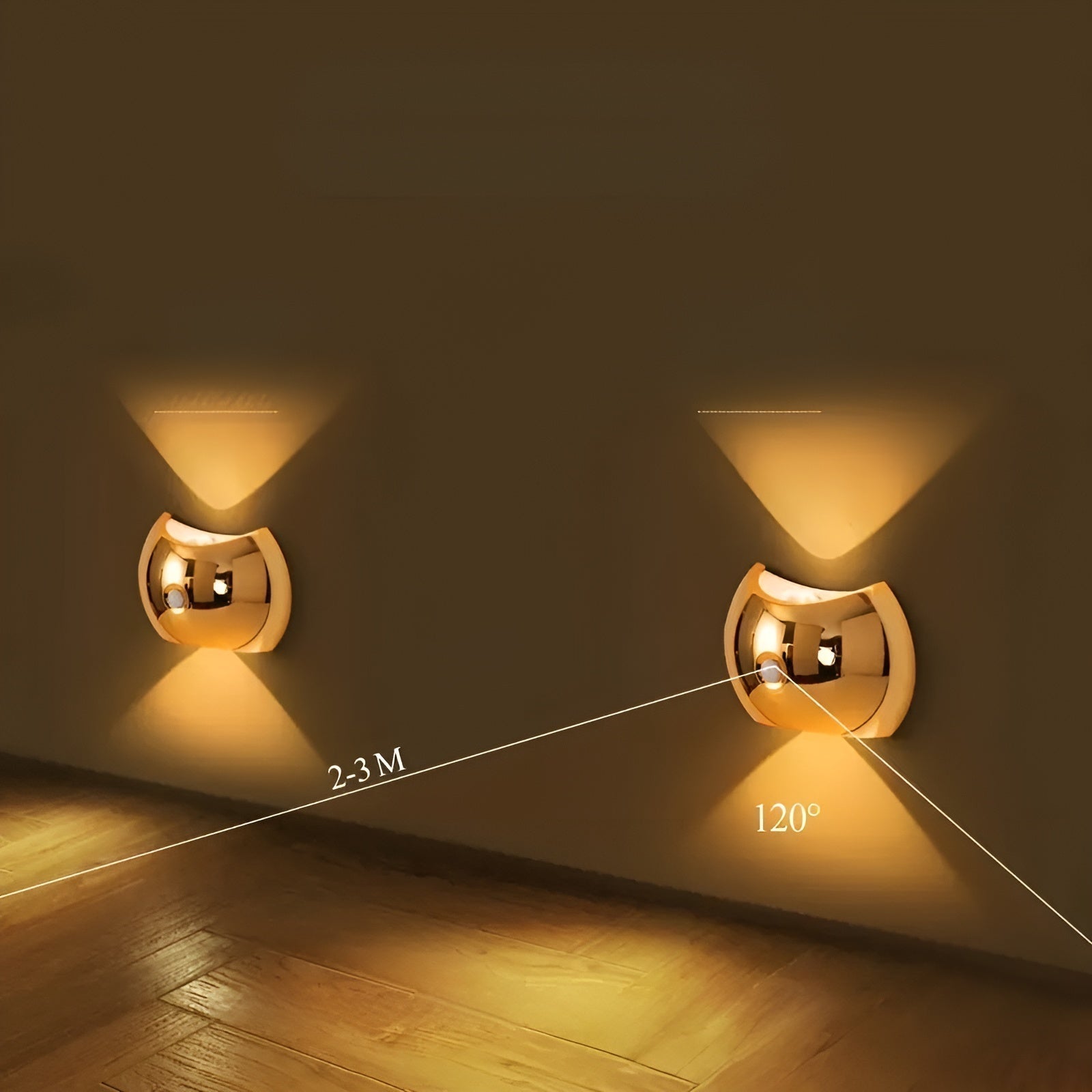 Applique Capteur Mouvement Dual LED Magnétique | Mobile Or Haut et Bas