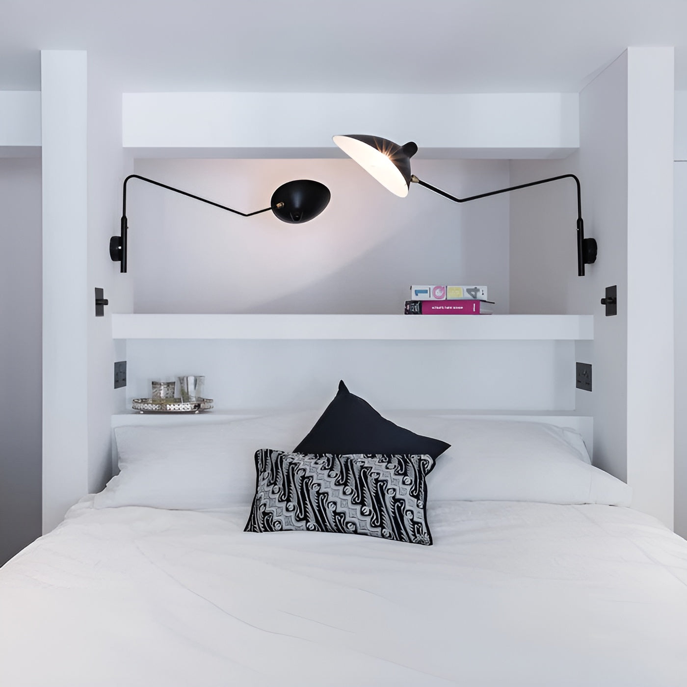 Applique Bras Pivotant Élégante Intemporelle | Grand L65cm×H40cm Blanc Chevet