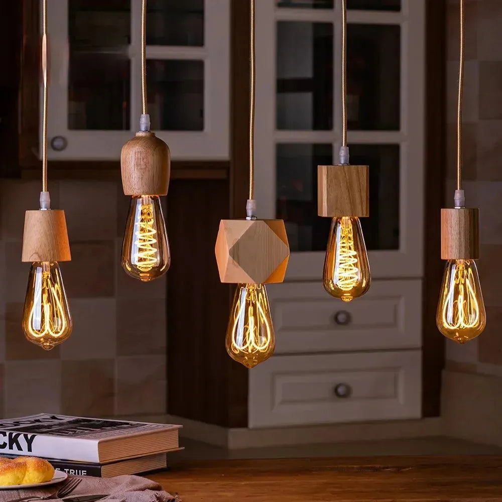 WoodGlow Suspension Bois Italien Qualité Commerciale | Ovale ou Ronde Carrée