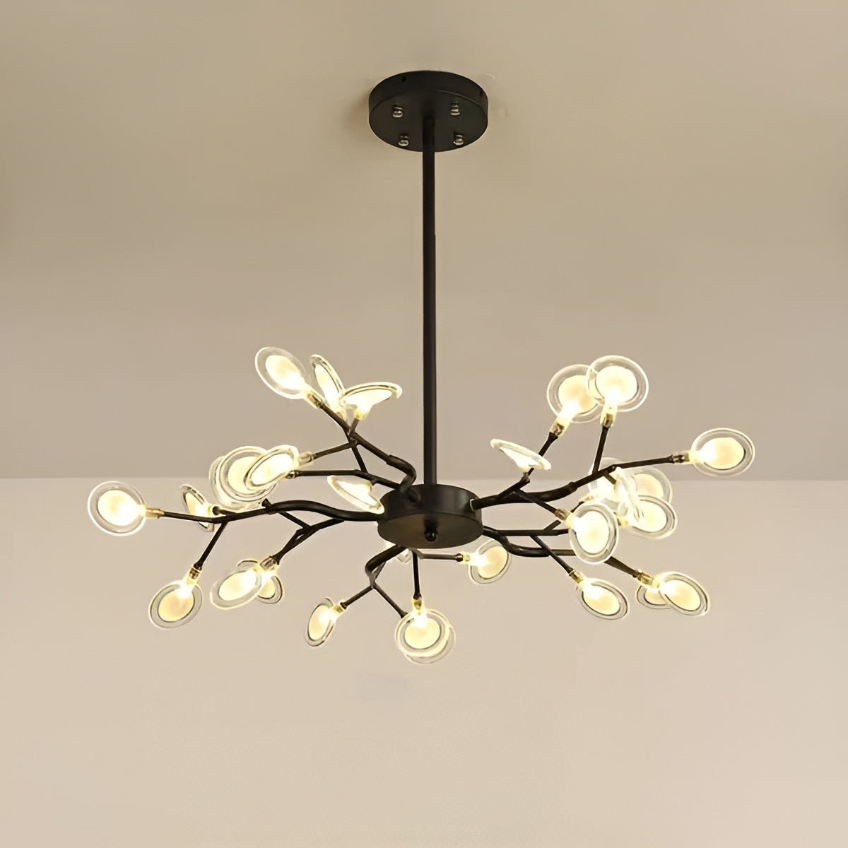 Lustre Branches et Lucioles Élégant | 30 Lumières Ambiance Féerique Noir