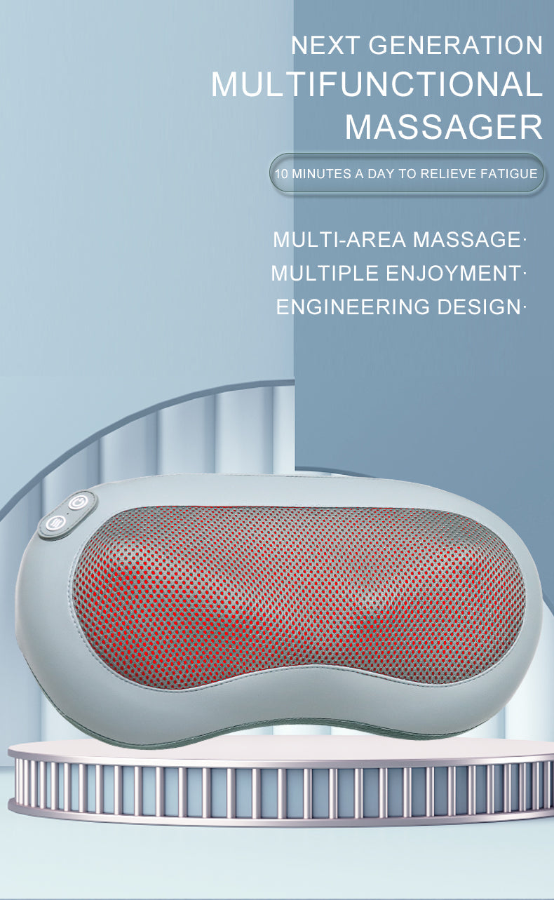 Oreiller Masseur Shiatsu Chauffant pour Nuque et Épaules — Polyvalent