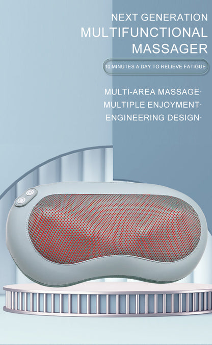 Oreiller Masseur Shiatsu Chauffant pour Nuque et Épaules — Polyvalent