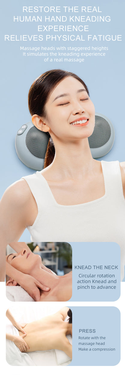 Oreiller Masseur Shiatsu Chauffant pour Nuque et Épaules — Polyvalent