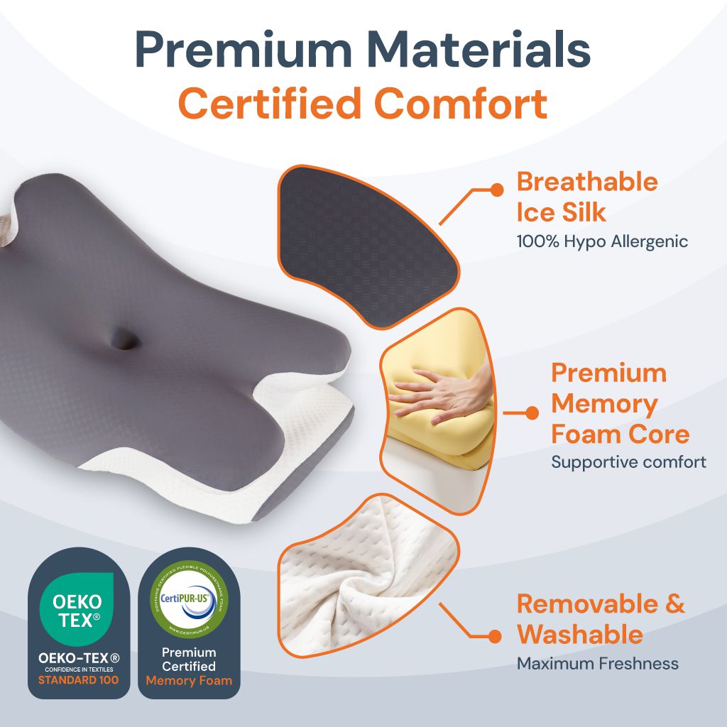 Oreiller Cervical Halo® Orthopédique avec Housse Soie de Glace