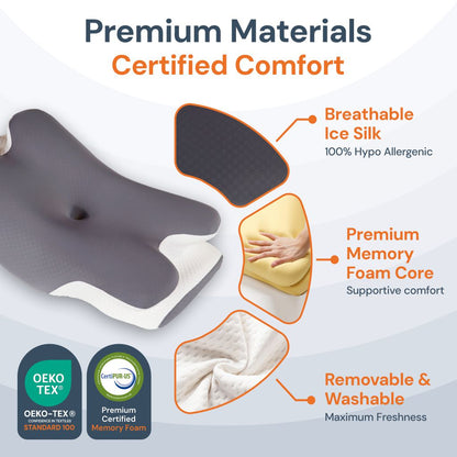 Oreiller Cervical Halo® Orthopédique avec Housse Soie de Glace