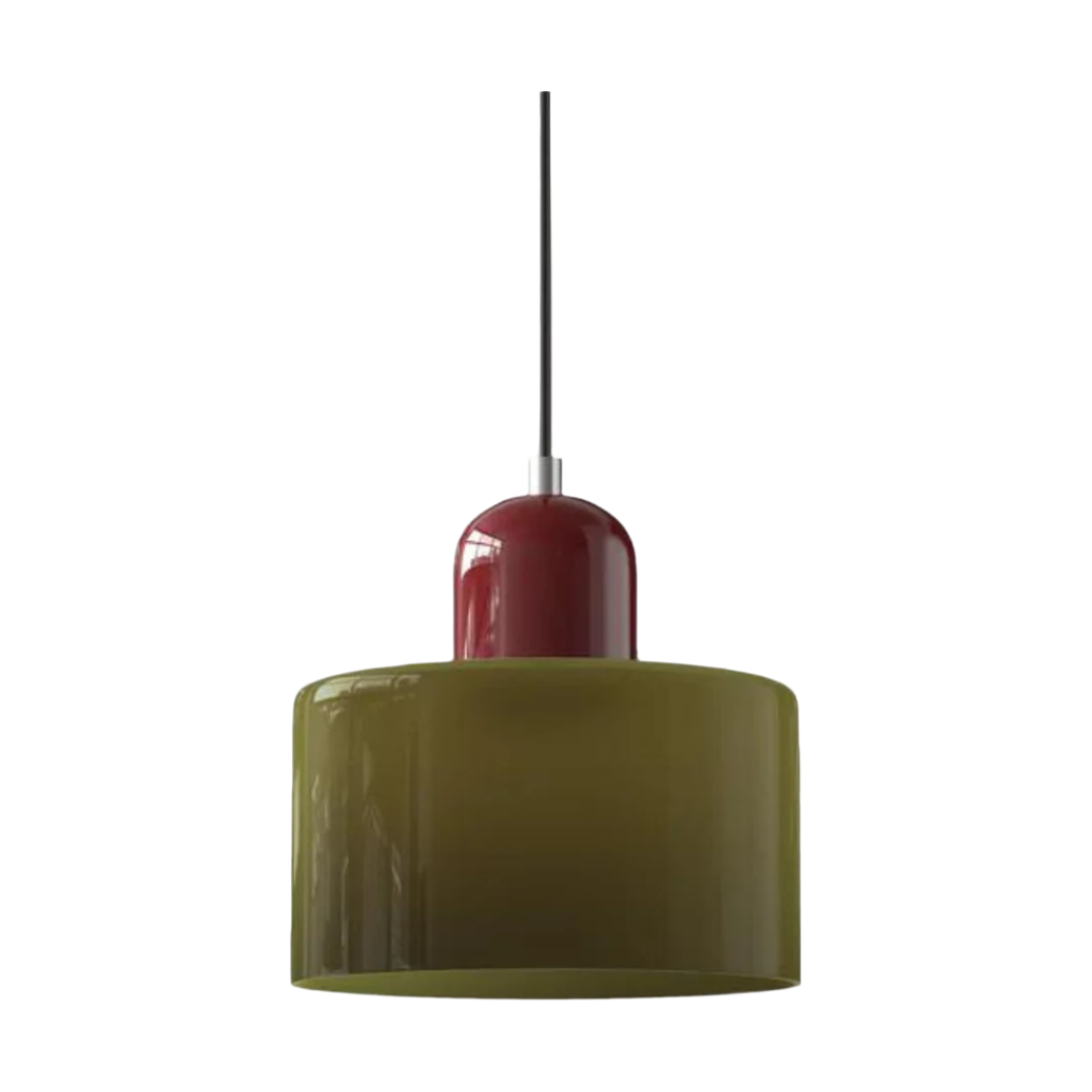 Suspension Cylindre Verre Élégant Salon | Orange et Rouge Lumière Chaude