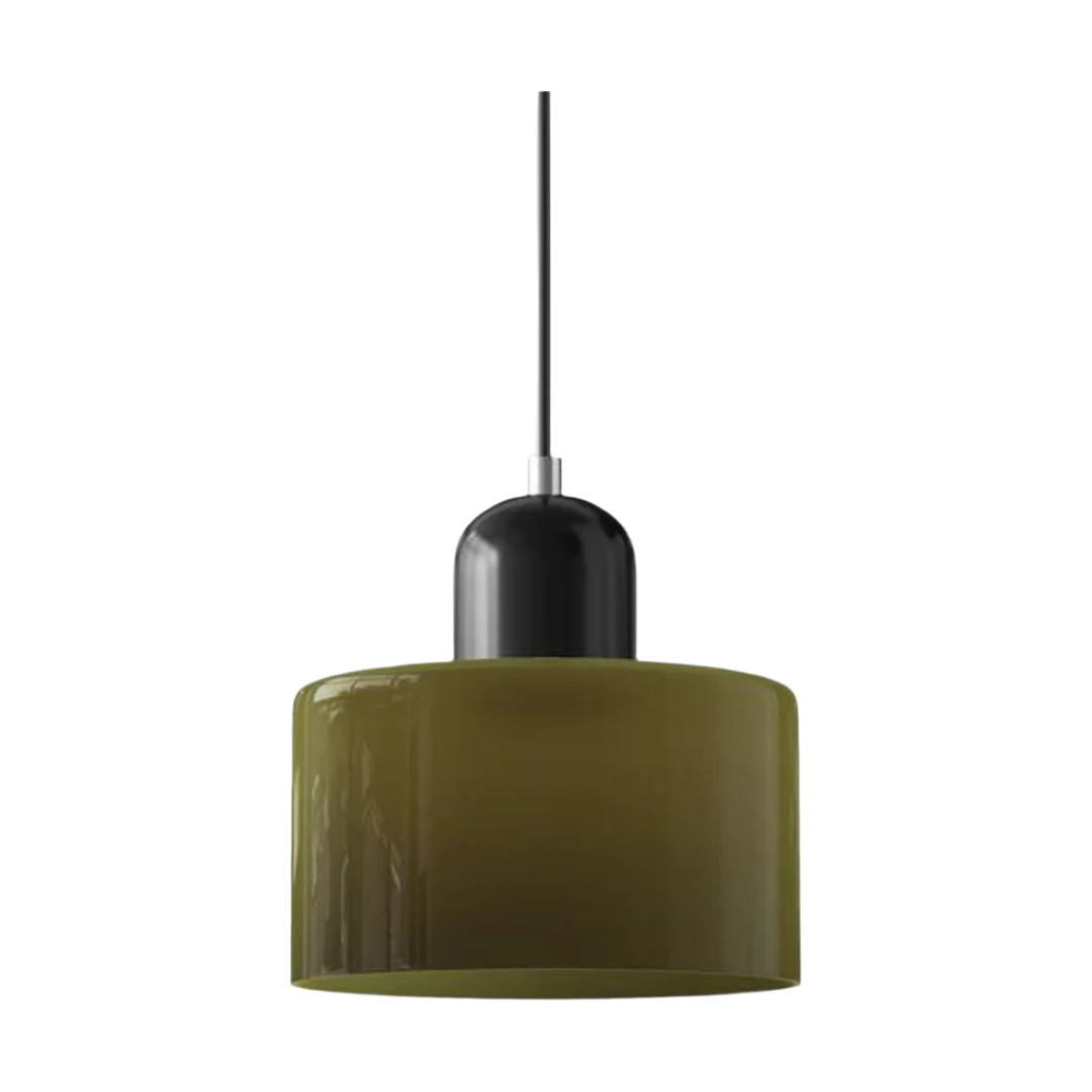 Suspension Cylindre Verre Élégant Salon | Orange et Rouge Lumière Chaude
