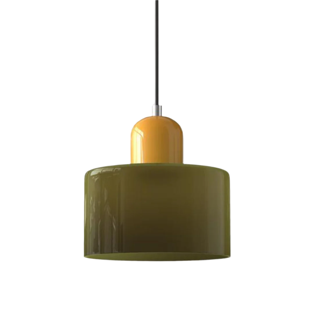 Suspension Cylindre Verre Élégant Salon | Orange et Rouge Lumière Chaude