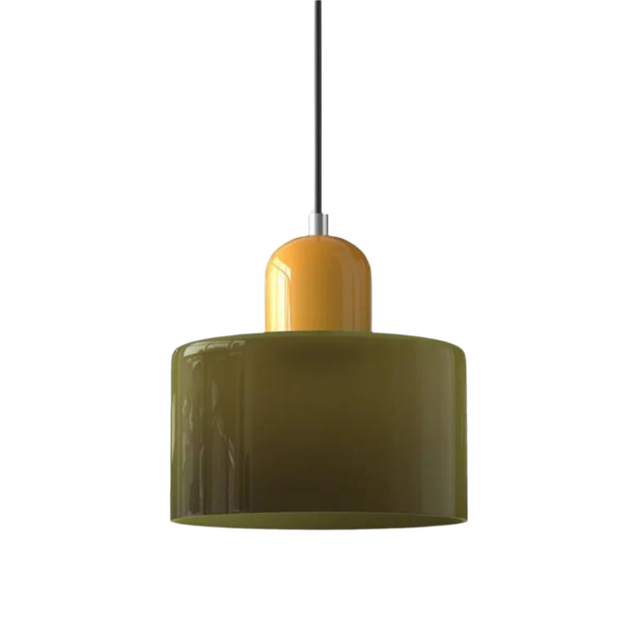 Suspension Cylindre Verre Élégant Salon | Orange et Rouge Lumière Chaude