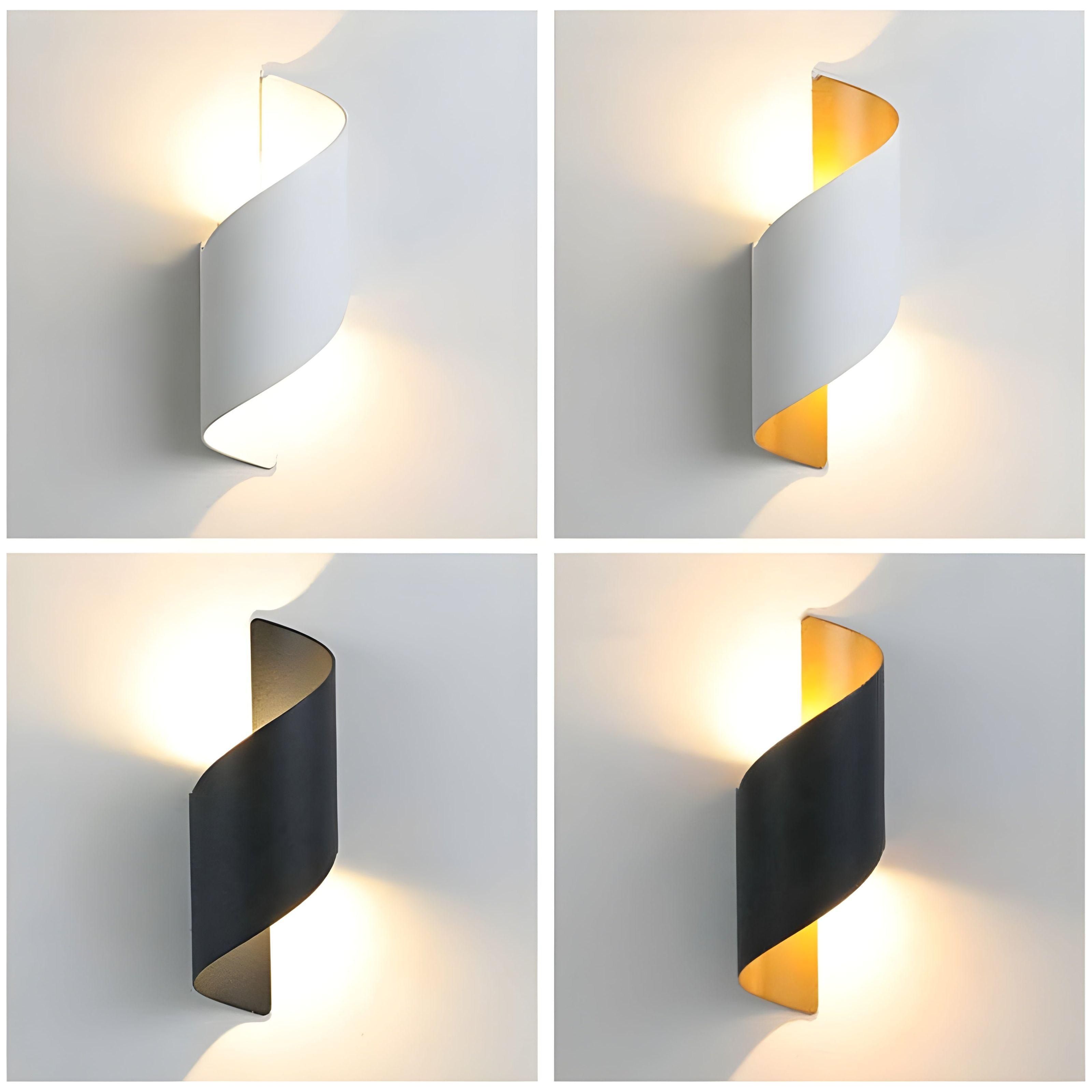 SpiralGlow Applique Spirale Métal Nordic Étanche | Petit Noir ou Argent LED