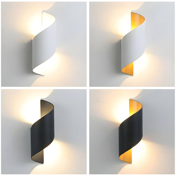 SpiralGlow Applique Spirale Métal Nordic Étanche | Petit Noir ou Argent LED