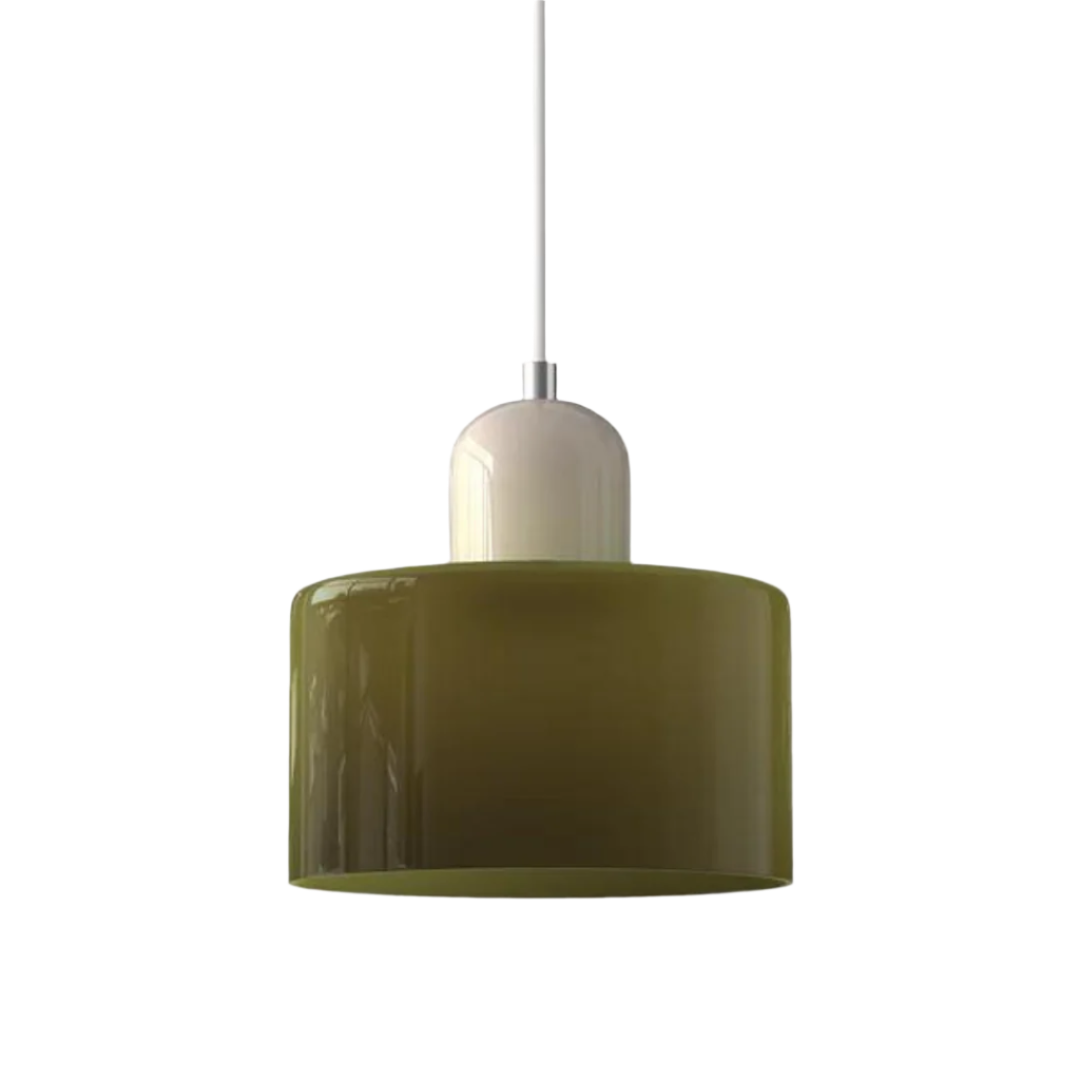Suspension Cylindre Verre Élégant Salon | Orange et Rouge Lumière Chaude