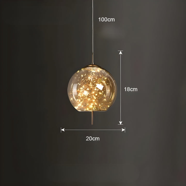 CrystalBeam Suspension LED Effet Étoile Scintillante | Verre Fumé Gris Froid