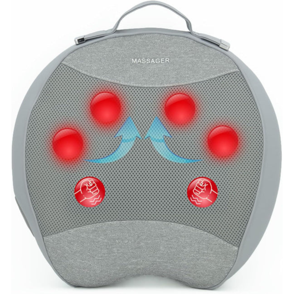 Masseur Lombaire Shiatsu 3D Chauffant Sans Fil — Douleurs du Dos en Profondeur
