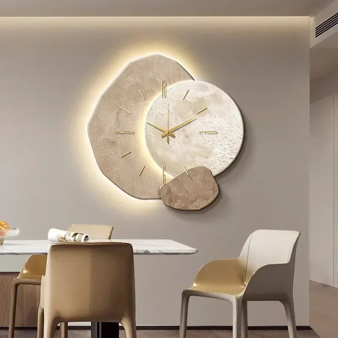 Horloge Murale LED Bois Scandinave | Décoration et Lumière pour Salon et Bureau