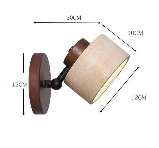 Applique Travertin et Bois Cylindre Minimaliste | Naturel LED