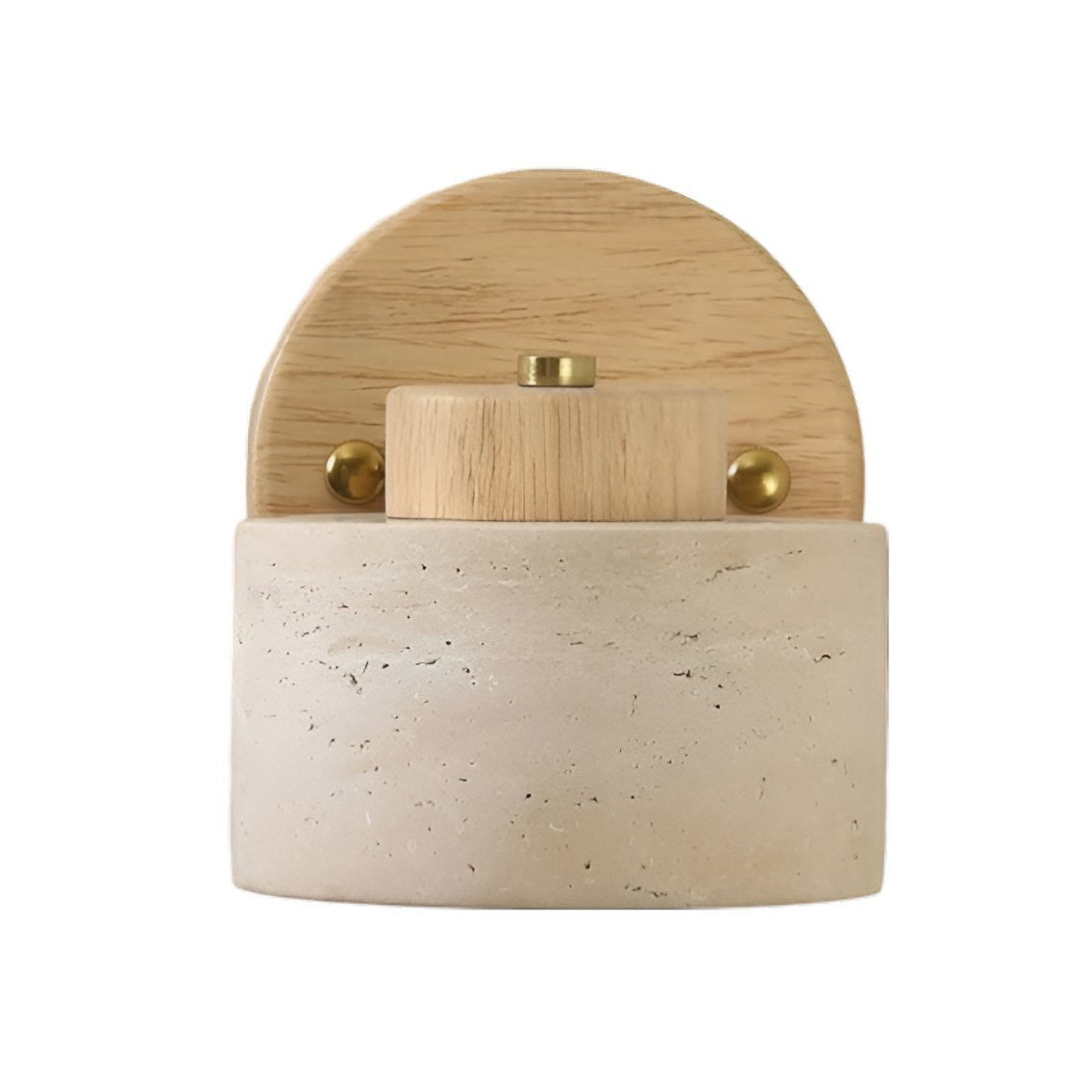 Applique Travertin et Bois Cylindre Minimaliste | Naturel LED