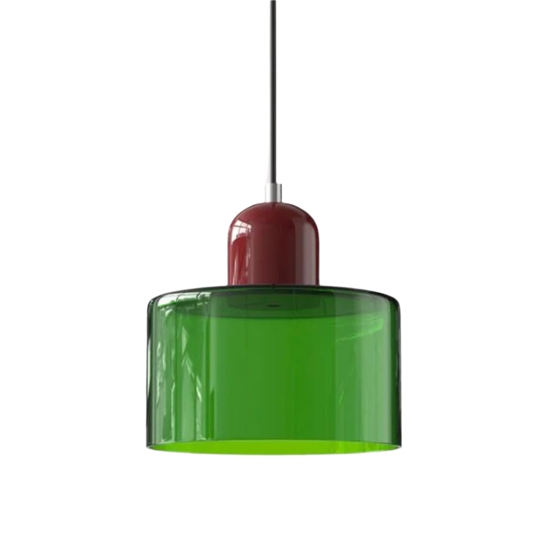 Suspension Cylindre Verre Élégant Salon | Orange et Rouge Lumière Chaude