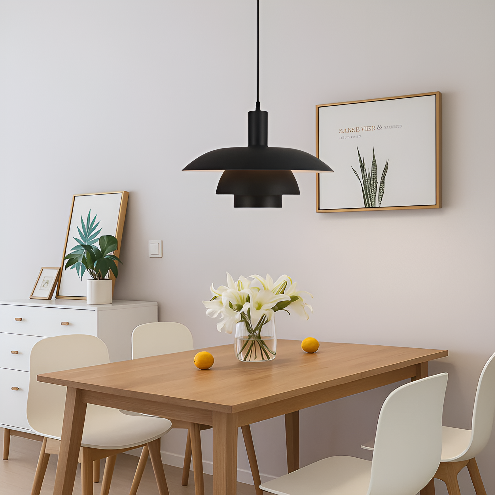 Suspension Design Danois Épurée | Noir 29cm pour Salle à Manger et Salon