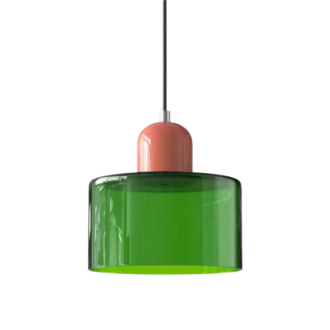 Suspension Cylindre Verre Élégant Salon | Orange et Rouge Lumière Chaude
