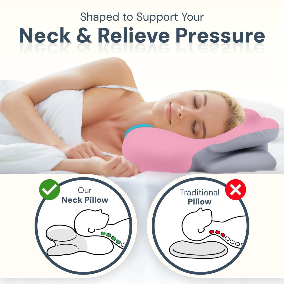 Oreiller Cervical pour Soutenir la Nuque et Améliorer le Sommeil — 4 Couleurs