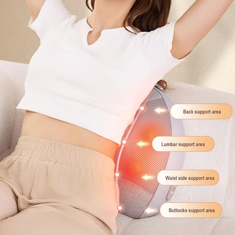 Masseur Lombaire Shiatsu 3D Chauffant Sans Fil — Douleurs du Dos en Profondeur