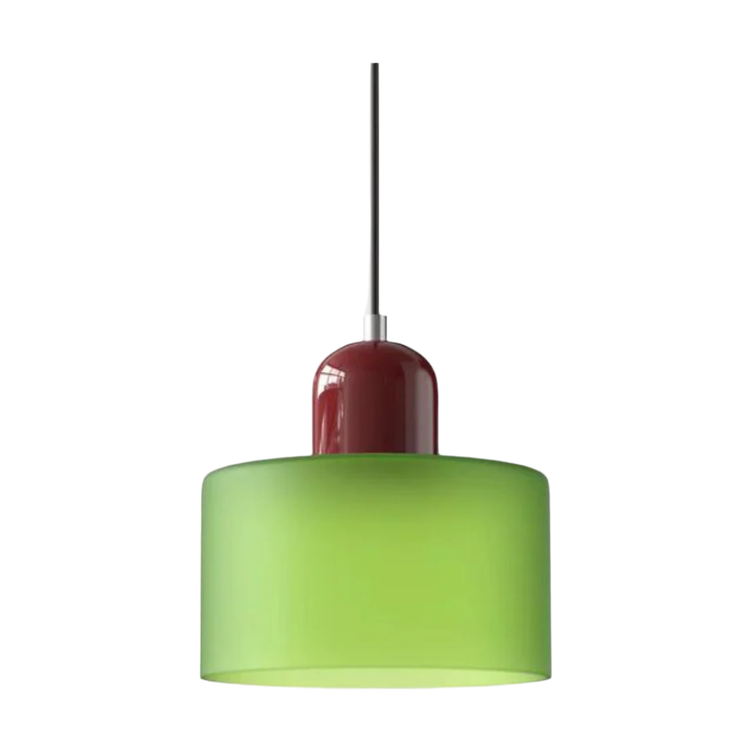 Suspension Cylindre Verre Élégant Salon | Orange et Rouge Lumière Chaude