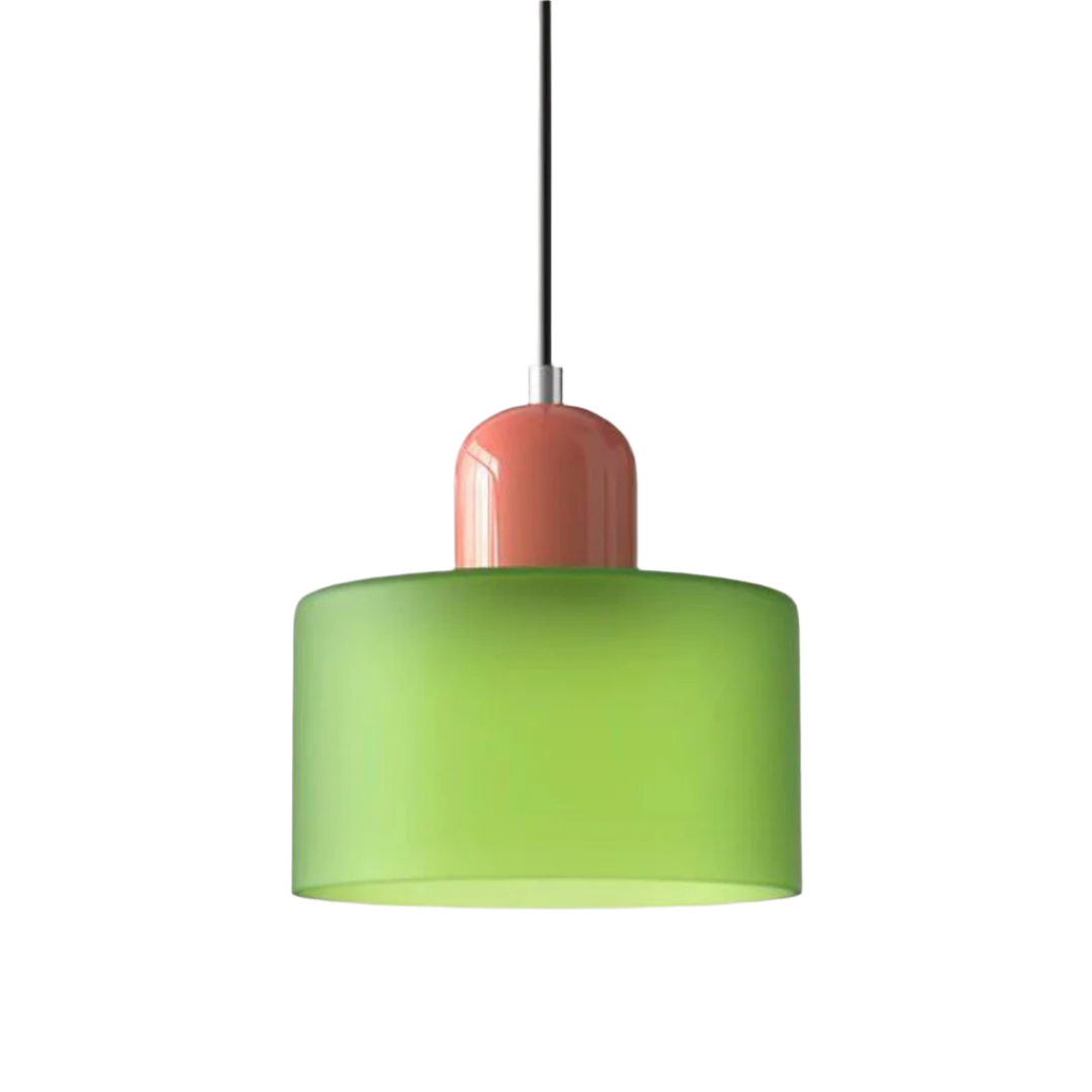 Suspension Cylindre Verre Élégant Salon | Orange et Rouge Lumière Chaude