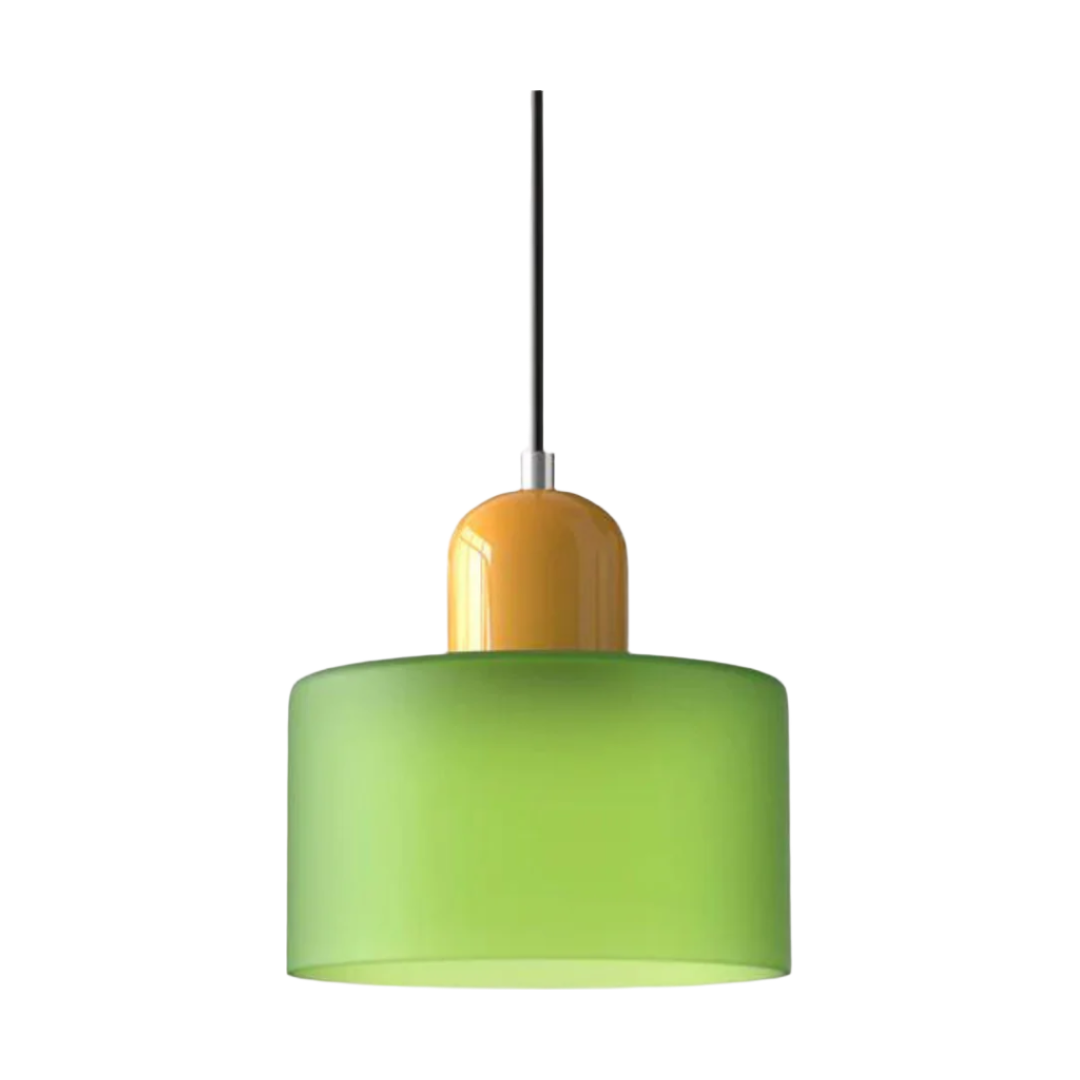 Suspension Cylindre Verre Élégant Salon | Orange et Rouge Lumière Chaude
