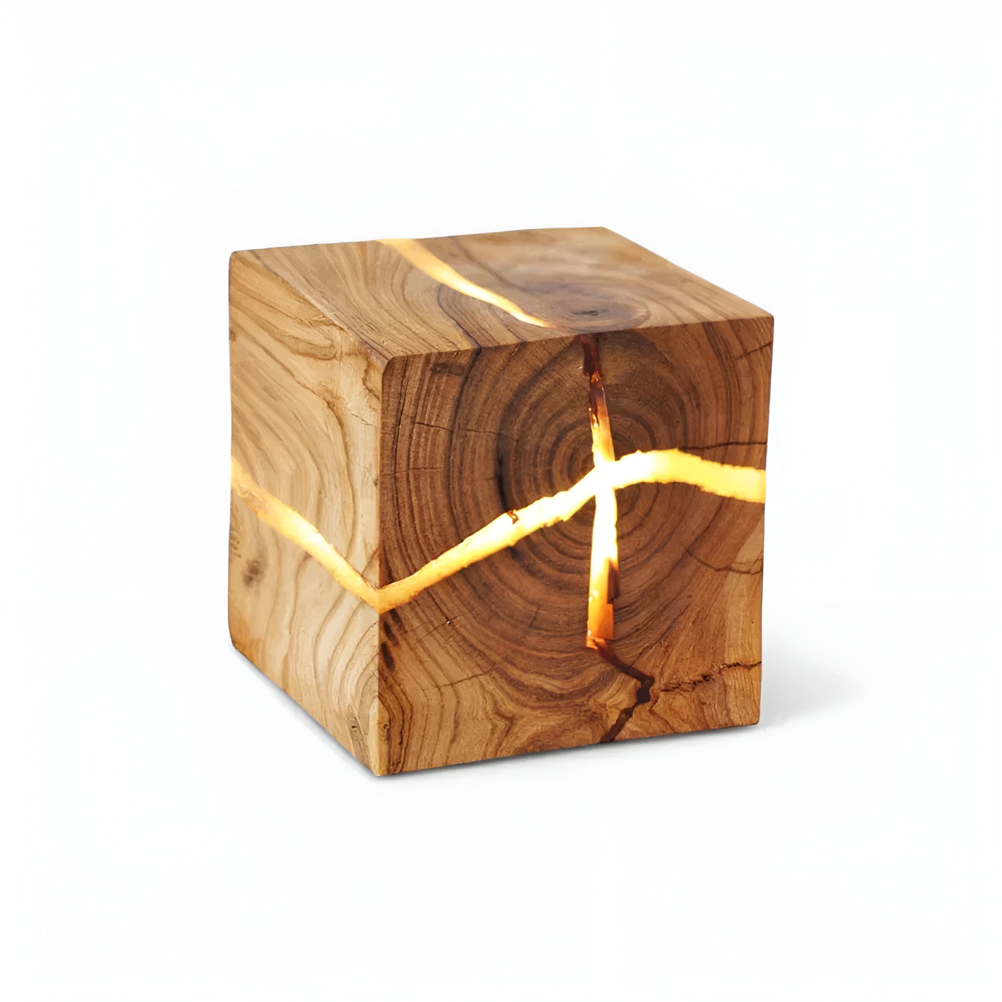 Lampe Cube en Bois Moderne | Stylé Salon et Chambre Marron Foncé