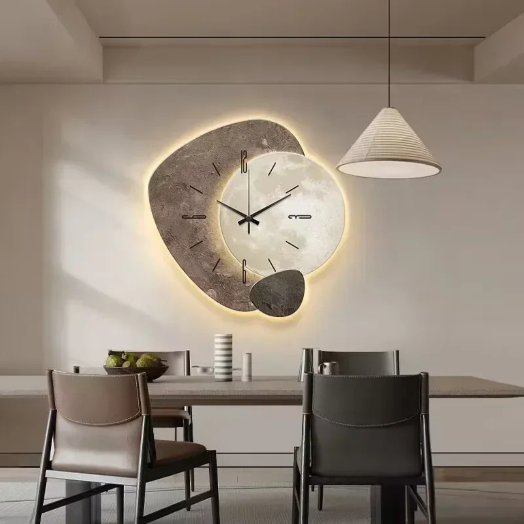 Horloge Murale LED Bois Scandinave | Décoration et Lumière pour Salon et Bureau