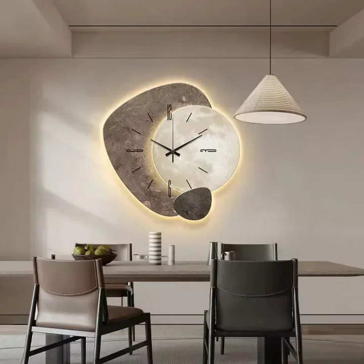 Horloge Murale LED Bois Scandinave | Décoration et Lumière pour Salon et Bureau