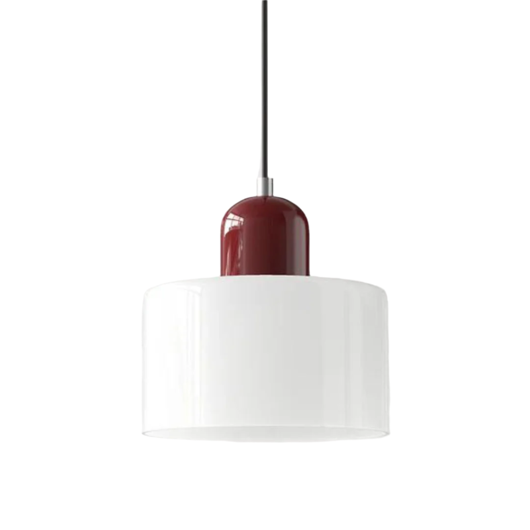 Suspension Cylindre Verre Élégant Salon | Orange et Rouge Lumière Chaude