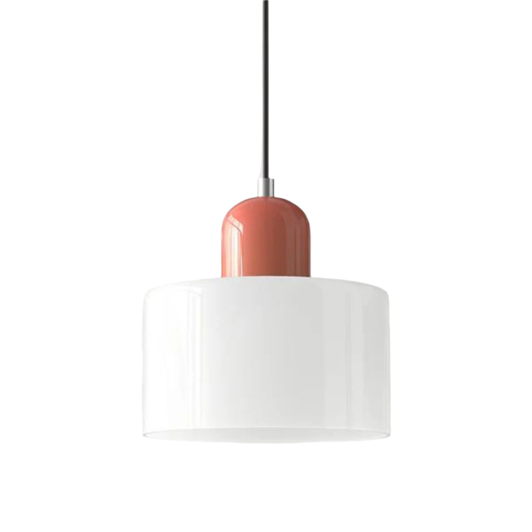 Suspension Cylindre Verre Élégant Salon | Orange et Rouge Lumière Chaude